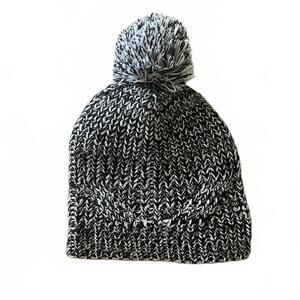 Rebecca Minkoff Women's Pom Pom Beanie Gray Marled Cable Knit One Size